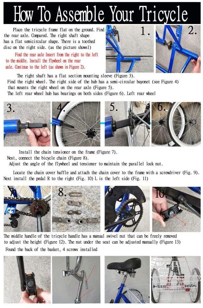 Areyourshop Adult Folding Tricycle Bike Bicycle Portable Tricycle 20" Wheels
