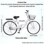 WINTECY 24 Inch Cruiser Bike Road Bicycle with Basket Classic Bicycle Retro Bicycle Men Women Bike for Adults