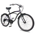 26" Adult Beach Cruiser Bikes, 7 Speed Men's Comfort Cruiser Bicycles,  Shifter