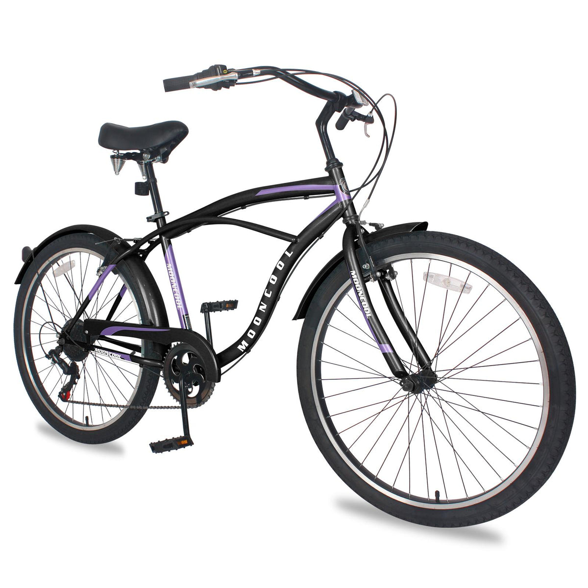 26" Adult Beach Cruiser Bikes, 7 Speed Men's Comfort Cruiser Bicycles,  Shifter