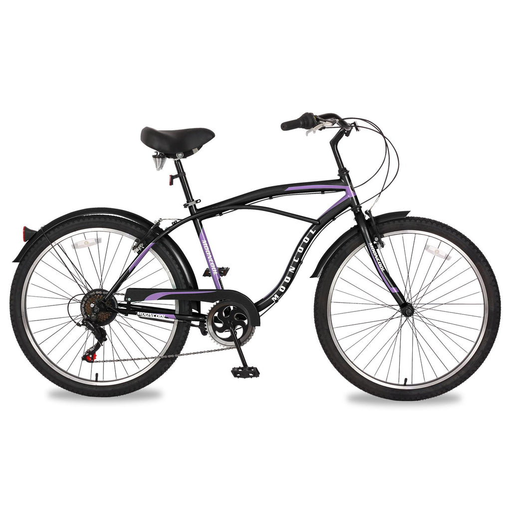 26" Adult Beach Cruiser Bikes, 7 Speed Men's Comfort Cruiser Bicycles,  Shifter