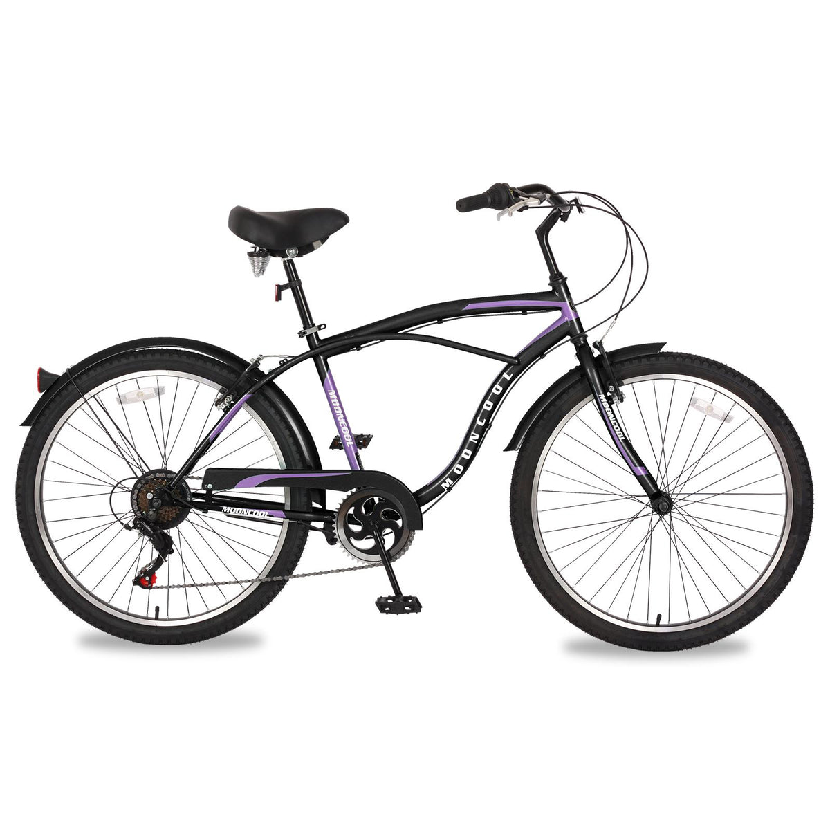 26" Adult Beach Cruiser Bikes, 7 Speed Men's Comfort Cruiser Bicycles,  Shifter