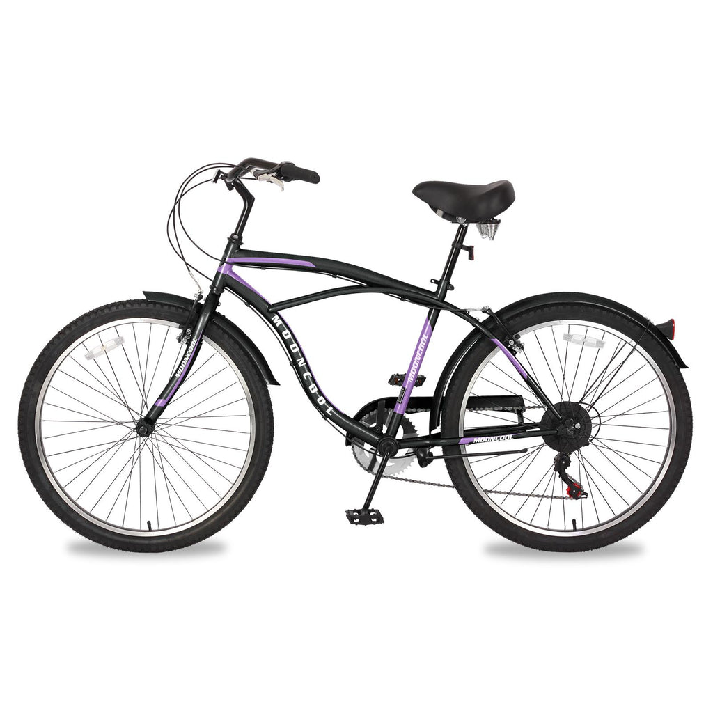 26" Adult Beach Cruiser Bikes, 7 Speed Men's Comfort Cruiser Bicycles,  Shifter