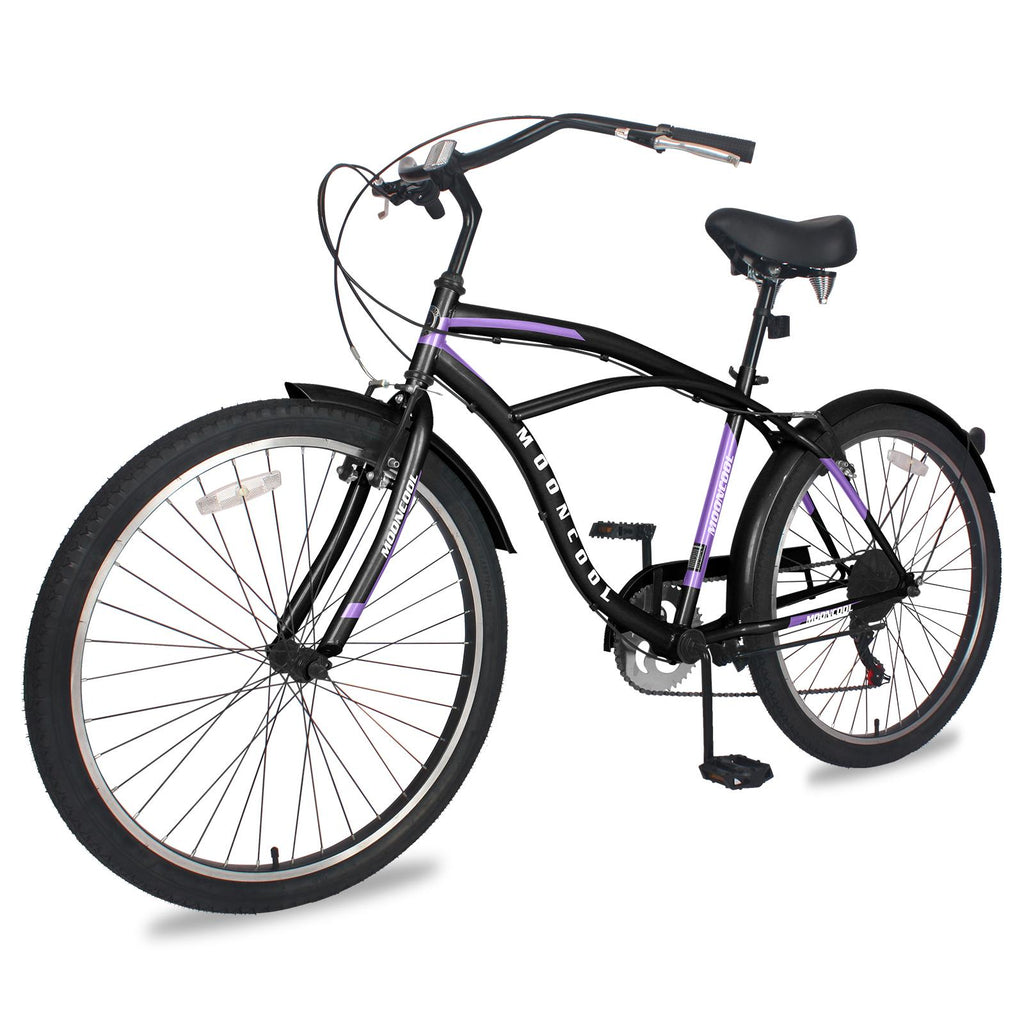 26" Adult Beach Cruiser Bikes, 7 Speed Men's Comfort Cruiser Bicycles,  Shifter