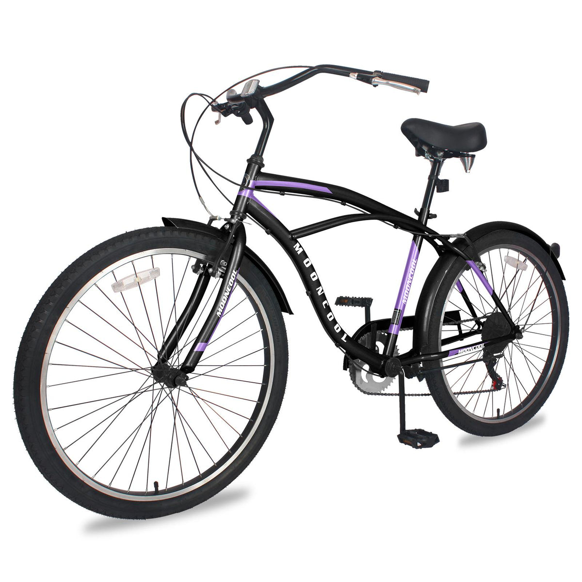 26" Adult Beach Cruiser Bikes, 7 Speed Men's Comfort Cruiser Bicycles,  Shifter