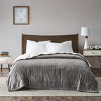 MOWENTA Heated Ultra Soft Plush Reverse to Sherpa Auto Shut Off Electric Blanket with Two 20 Heat Level Setting Controllers and Bonus Automatic Timer, Queen: 84x90", Grey