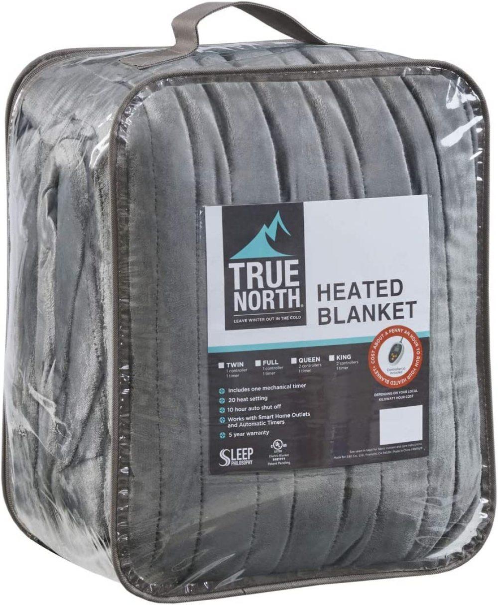 MOWENTA Heated Ultra Soft Plush Reverse to Sherpa Auto Shut Off Electric Blanket with Two 20 Heat Level Setting Controllers and Bonus Automatic Timer, Queen: 84x90", Grey