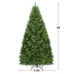 8 ft. Pre-Lit PVC Artificial Christmas Tree Hinged 880 LED Lights Metal Stand