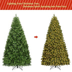 8 ft. Pre-Lit PVC Artificial Christmas Tree Hinged 880 LED Lights Metal Stand