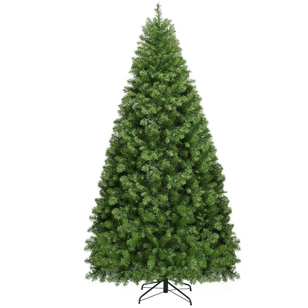 8 ft. Pre-Lit PVC Artificial Christmas Tree Hinged 880 LED Lights Metal Stand