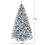 7.5 ft. Unlit Premium Snow Flocked Hinged Artificial Christmas Tree with Metal Stand