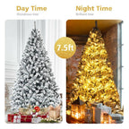 7.5 ft. Unlit Premium Snow Flocked Hinged Artificial Christmas Tree with Metal Stand
