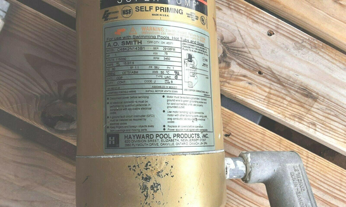 hayward 1 hp super pump pool pump in above ground filter  clamps very low use