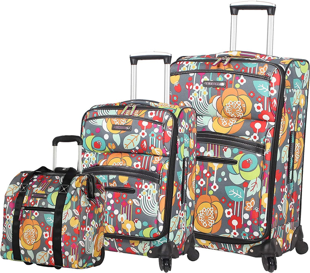 Luggage 3 Piece Softside Spinner Suitcase Set Collection (Bliss)