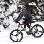 PanAme Mountain Bike 26 Inches Outroad 21 Speed Suspension Fork Anti-Slip Bicycle with Dual Disc Brake and High Carbon Steel Frame for Men and Women, Orange