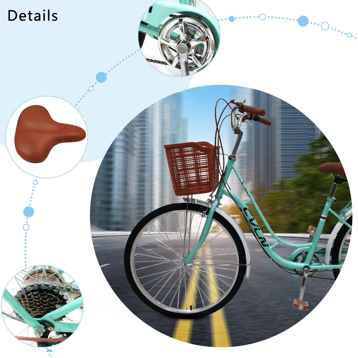 Outh/Adult Beach Cruiser Bike, 26-Inch Wheels, 7-Speeds