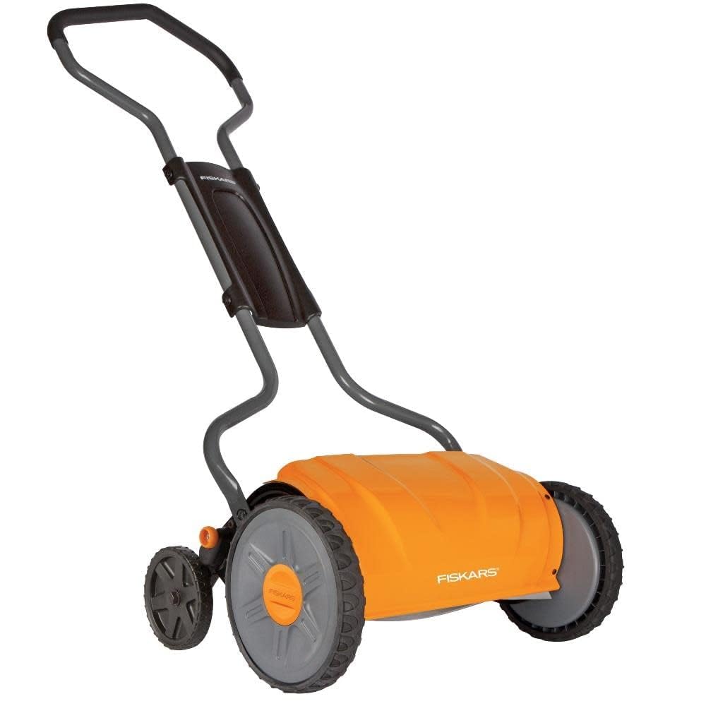 Push Mower - 17" Cut Width Manual Reel Mower with No Motor - Grass Cutter with Steel Blades that Stay Sharp - Eco-Friendly Cordless Grass Trimmer for Lawn Care