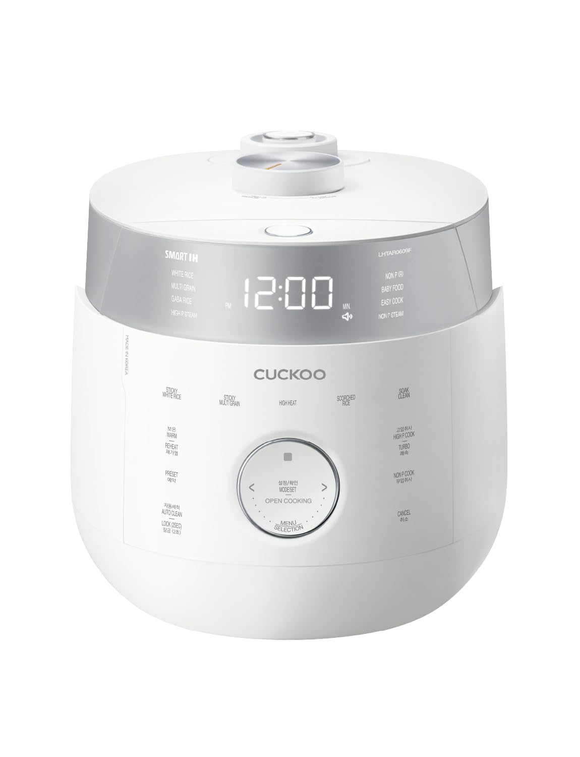 Twin Pressure Rice Cooker 6-Cup Uncooked / 12-Cup Cooked with Induction Heating Technology, 19 Menu Modes with Voice Guide, Full  Steel Inner Pot, White (CRP-LHTAR0609FW)