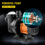 vevor pool pump in ground 72vdc swimming pool pump 92gpm solar water pump with mppt controller in ground swimming pool pump with strainer basket brushless motor suitable for salt water water park