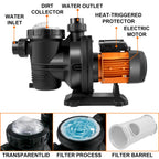 vevor pool pump in ground 72vdc swimming pool pump 92gpm solar water pump with mppt controller in ground swimming pool pump with strainer basket brushless motor suitable for salt water water park