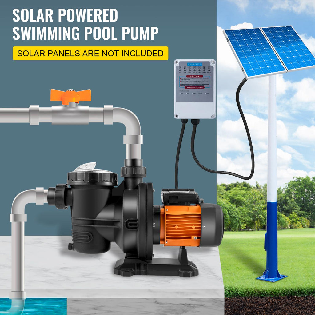 vevor pool pump in ground 72vdc swimming pool pump 92gpm solar water pump with mppt controller in ground swimming pool pump with strainer basket brushless motor suitable for salt water water park