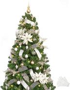 KI Store 7ft Christmas Tree with Ornaments and Lights Remote and Timer Champagne Christmas Decorations Including 7 Feet Full Tree, Ornaments, USB LED String Lights