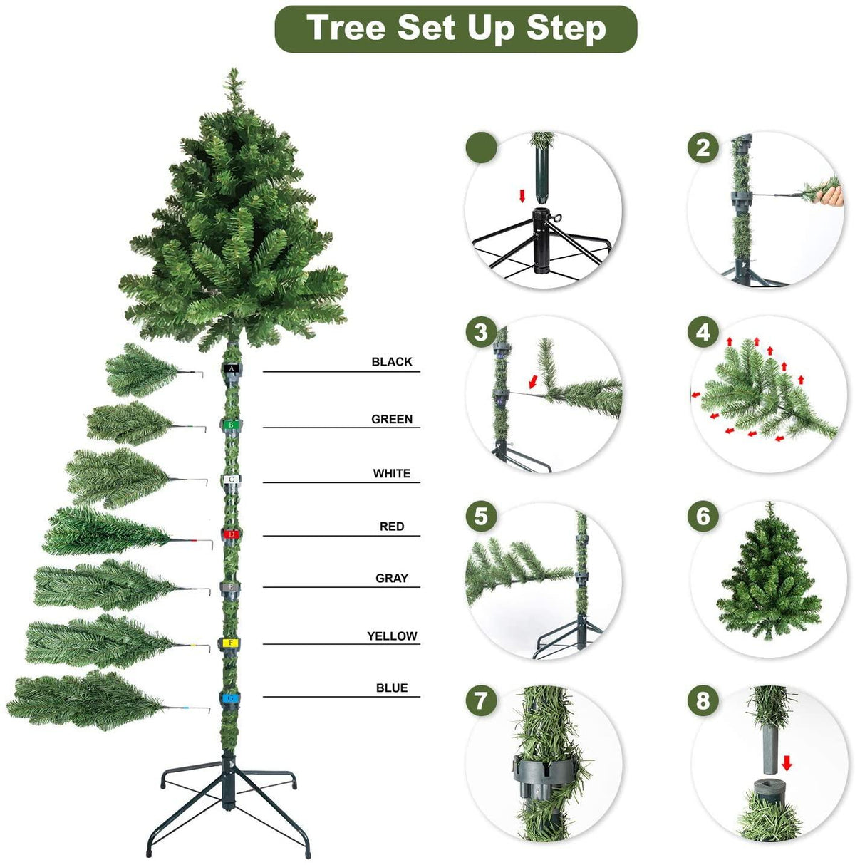 KI Store 7ft Christmas Tree with Ornaments and Lights Remote and Timer Champagne Christmas Decorations Including 7 Feet Full Tree, Ornaments, USB LED String Lights
