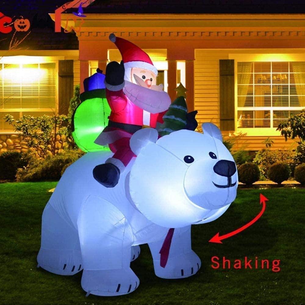 BDRPZX 5.5 Feet Lighted Christmas Inflatable Model, Giant Santa Claus Riding Bear with Build in LEDs for Indoor Outdoor Yard Garden Christmas Decorations