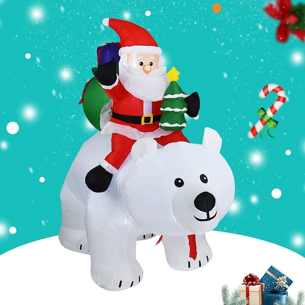 BDRPZX 5.5 Feet Lighted Christmas Inflatable Model, Giant Santa Claus Riding Bear with Build in LEDs for Indoor Outdoor Yard Garden Christmas Decorations