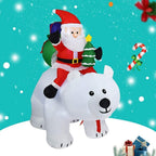 BDRKCC 5.5 Feet Lighted Christmas Inflatable Model, Giant Santa Claus Riding Bear with Build in LEDs for Indoor Outdoor Yard Garden Christmas Decorations