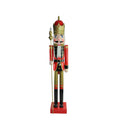 6' Giant Commercial Size Wooden Red, Black and Gold Christmas Nutcracker King with Scepter