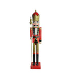 6' Giant Commercial Size Wooden Red, Black and Gold Christmas Nutcracker King with Scepter