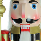6' Giant Commercial Size Wooden Red, Black and Gold Christmas Nutcracker King with Scepter