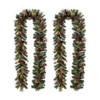 9 ft. L Pre-Lit Glittered Pine Cone Artificial Christmas Garland with Warm White LED Light (2-Pack)