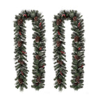 9 ft. L Pre-Lit Glittered Pine Cone Artificial Christmas Garland with Warm White LED Light (2-Pack)