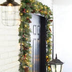 9 ft. L Pre-Lit Glittered Pine Cone Artificial Christmas Garland with Warm White LED Light (2-Pack)
