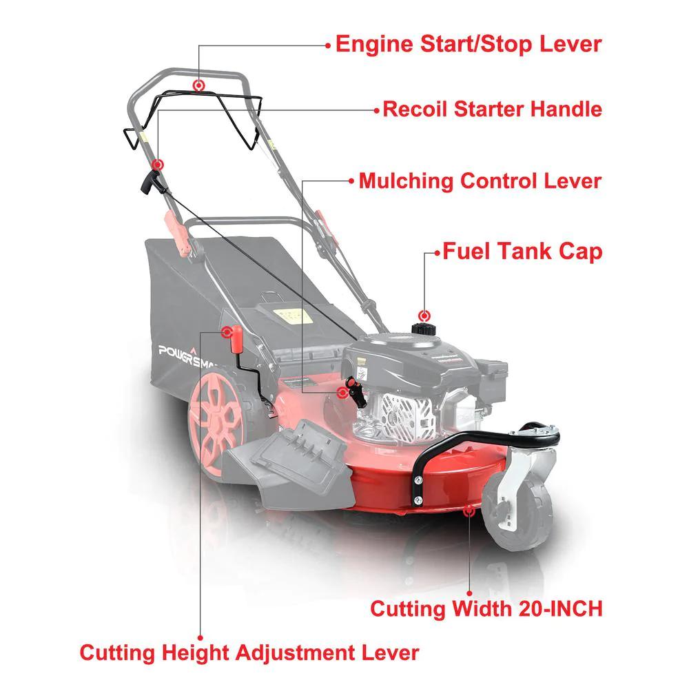 PowerSmart Walk Behind Self Propelled Lawn Mower 20 in. Rear-wheel Drive