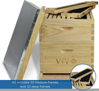 vivo complete beekeeping 20 frame beehive box kit, 10 medium, 10 deep, langstroth bee hive bee-hv01