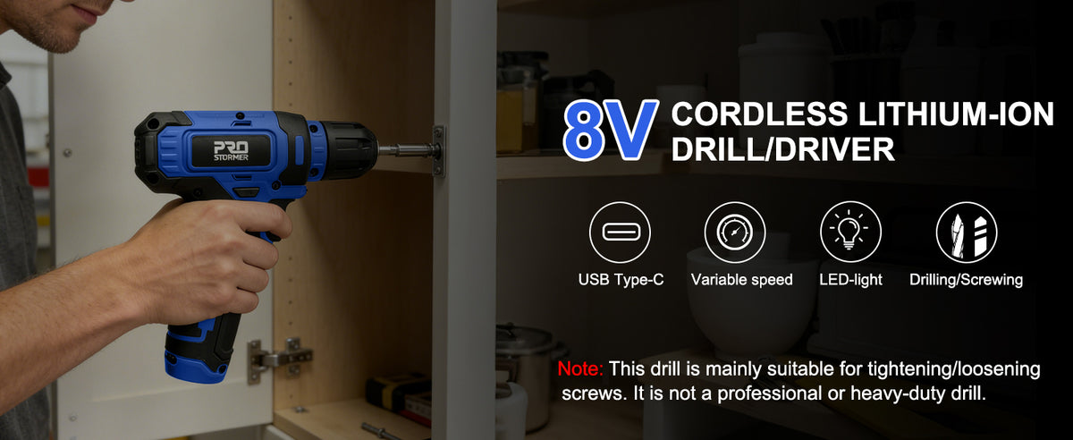 Tool Set with 8V Cordless Drill, 369-Piece Home Tool Kit with Drill Driver, Toolbox StoraCase with Drawer, General Household Tools for Home Repairs and DIY, Handyman (Blue)