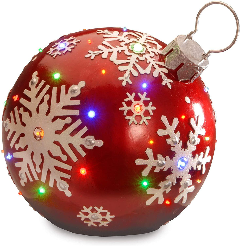 National Tree Company lit Artificial Christmas Décor | Pre-Strung with LED Lights | Red Ball Ornament-18 Inch, 18 in