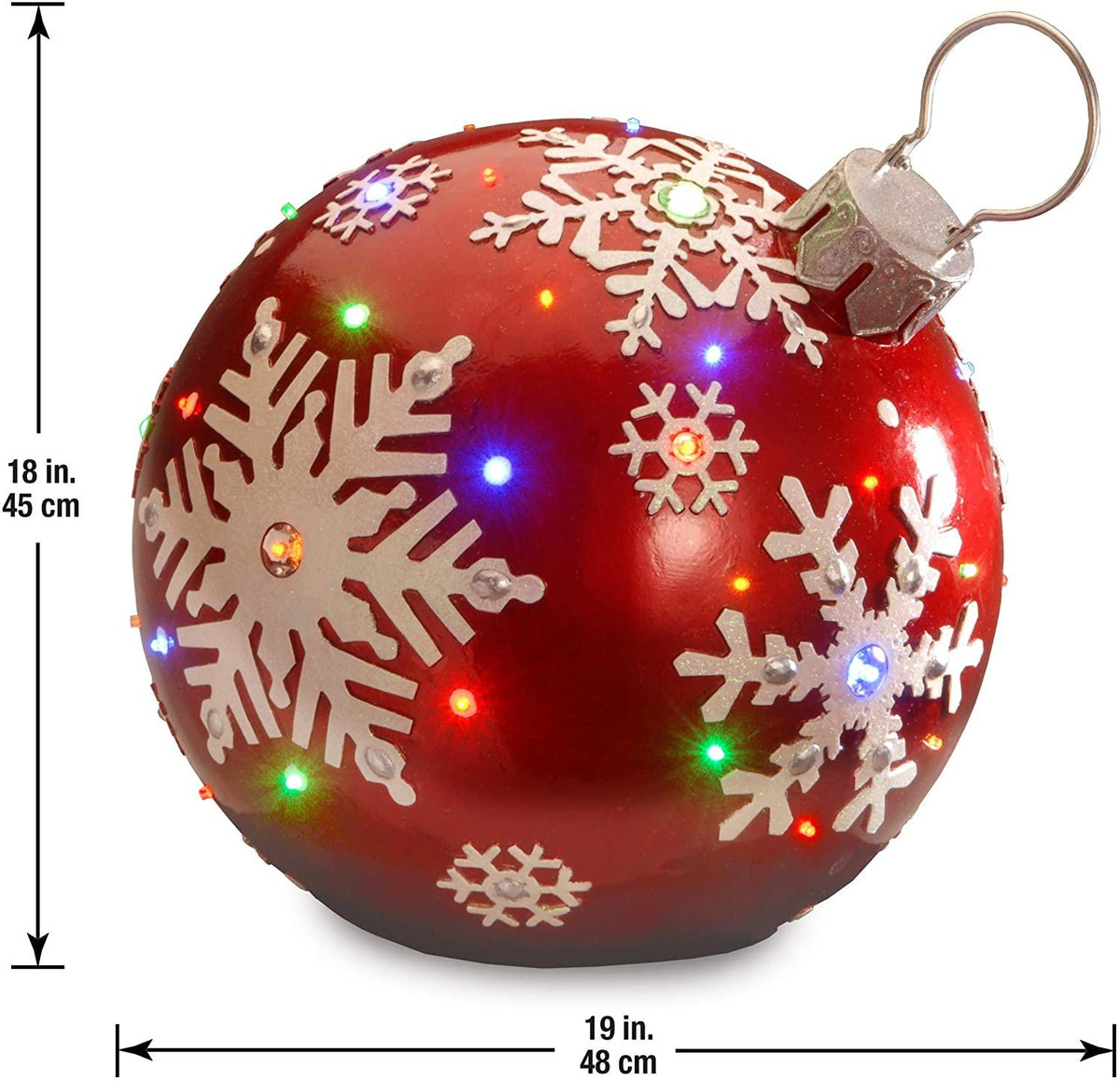 National Tree Company lit Artificial Christmas Décor | Pre-Strung with LED Lights | Red Ball Ornament-18 Inch, 18 in