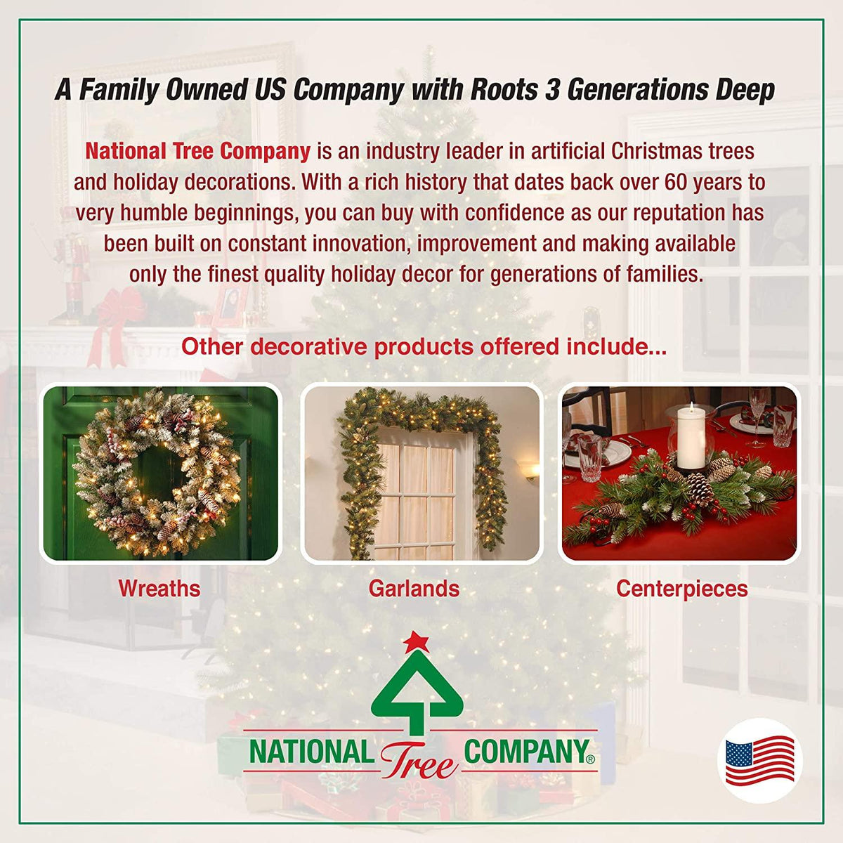 National Tree Company Pre-lit Artificial Christmas Décor Includes Strung White Lights and Ground Stakes-Reindeer and Santa's Sleigh-34 Inch