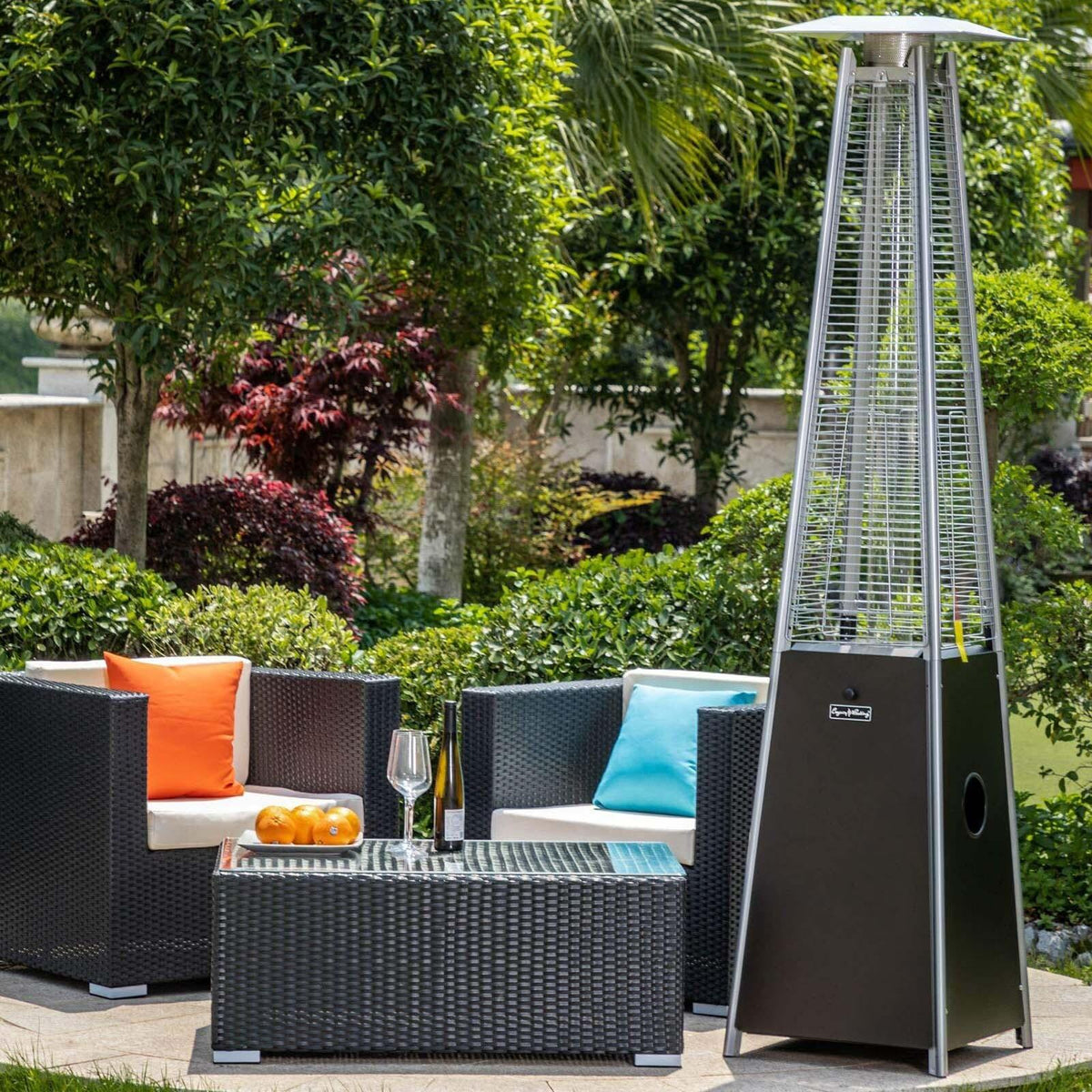 LINGJIA Modern Bronze Quartz Glass Tube Patio Heater-Mocha, 21''Lx 21''Wx 88''H