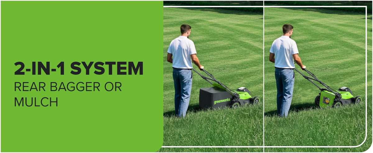 40V 17" Cordless Lawn Mower – Brushless Motor, 4.0Ah Battery &amp; Charger (75+ Compatible Tools), 2-in-1 Mulch/Bag