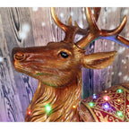 Fraser Hill Farm Indoor/Outdoor Oversized Christmas Decor with Long-Lasting LED Lights, 5-Ft. Tall Standing Reindeer with Metallic Finish