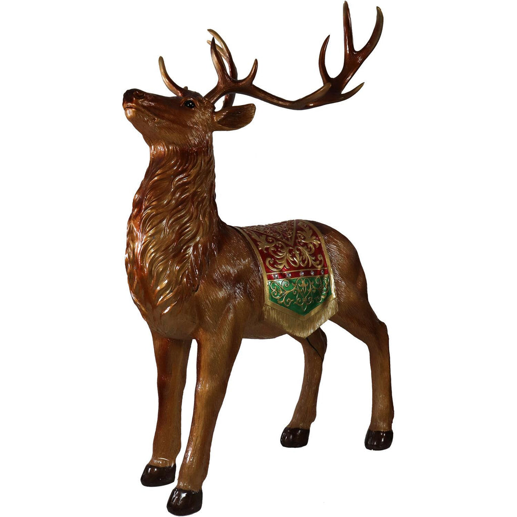 Fraser Hill Farm Indoor/Outdoor Oversized Christmas Decor with Long-Lasting LED Lights, 5-Ft. Tall Standing Reindeer with Metallic Finish