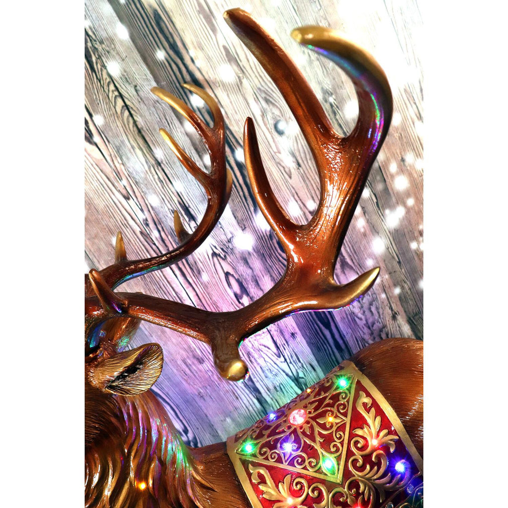 Fraser Hill Farm Indoor/Outdoor Oversized Christmas Decor with Long-Lasting LED Lights, 5-Ft. Tall Standing Reindeer with Metallic Finish