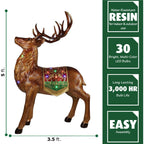 Fraser Hill Farm Indoor/Outdoor Oversized Christmas Decor with Long-Lasting LED Lights, 5-Ft. Tall Standing Reindeer with Metallic Finish