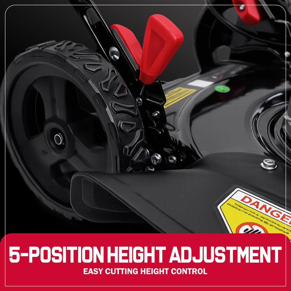 EasyCut 18-Inch Gas Lawn Mower, 144cc OHV Engine, Steel Deck, Side Discharge, 5-Position Dual-Lever Height Adjustment, Push Mower for Small Yards