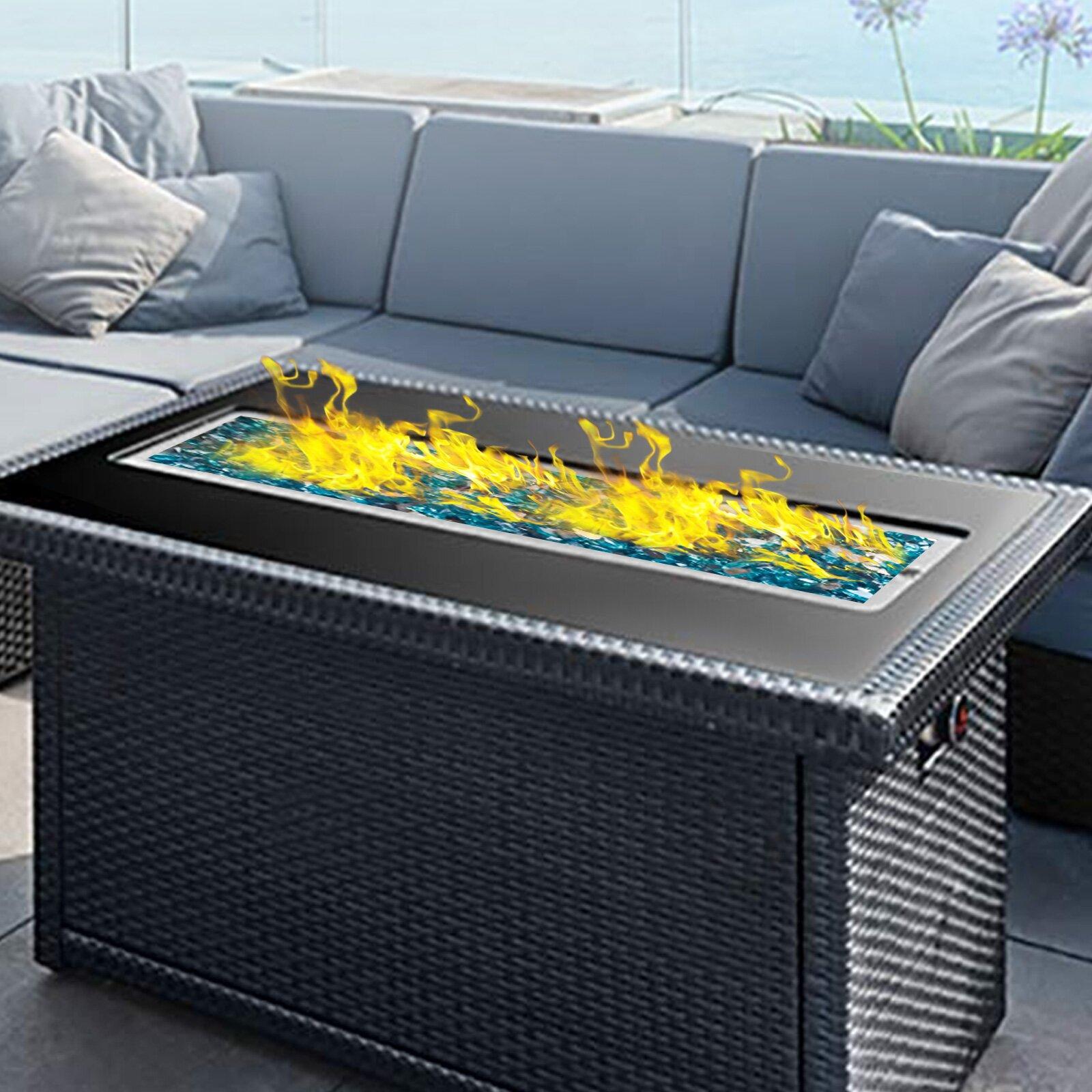Altina Stainless Steel Propane Fire Pit, Do not ignite or rekindle with liquids like alcohol or gasoline., BTU Output (2" H x 25.5" W x 10" D Size): 90000 BTU